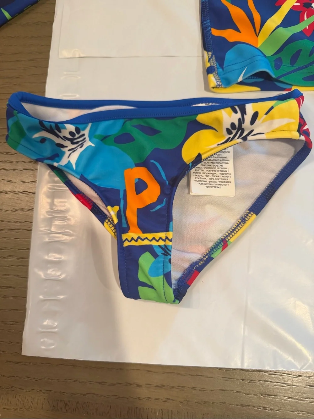 Ralph Lauren Multicolor Tropical Kids Swim Set with Long Sleeve Rash Guard